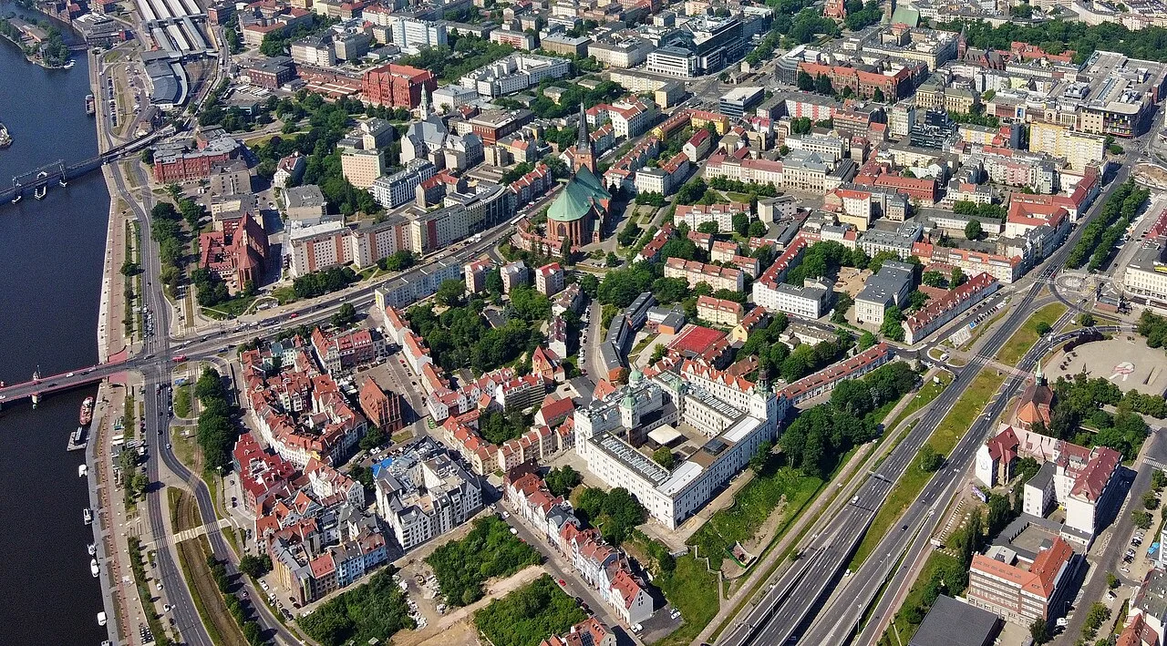 Vue aérienne du centre historique de Szczecin, l’ancienne Stettin.